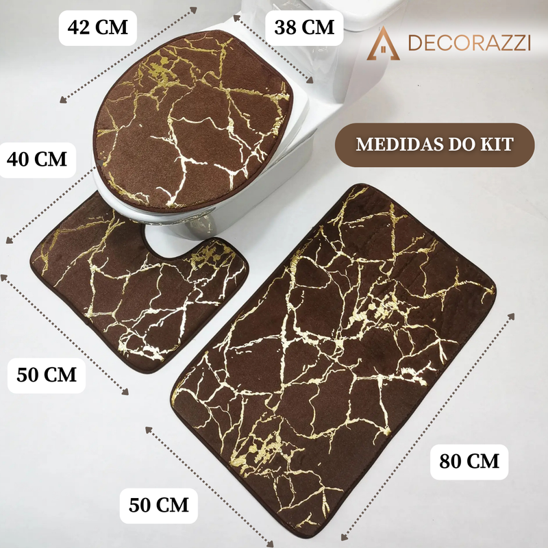 KIT DE BANHEIRO DIAMANTADO COM 3 PEÇAS (Modelo Exclusivo)